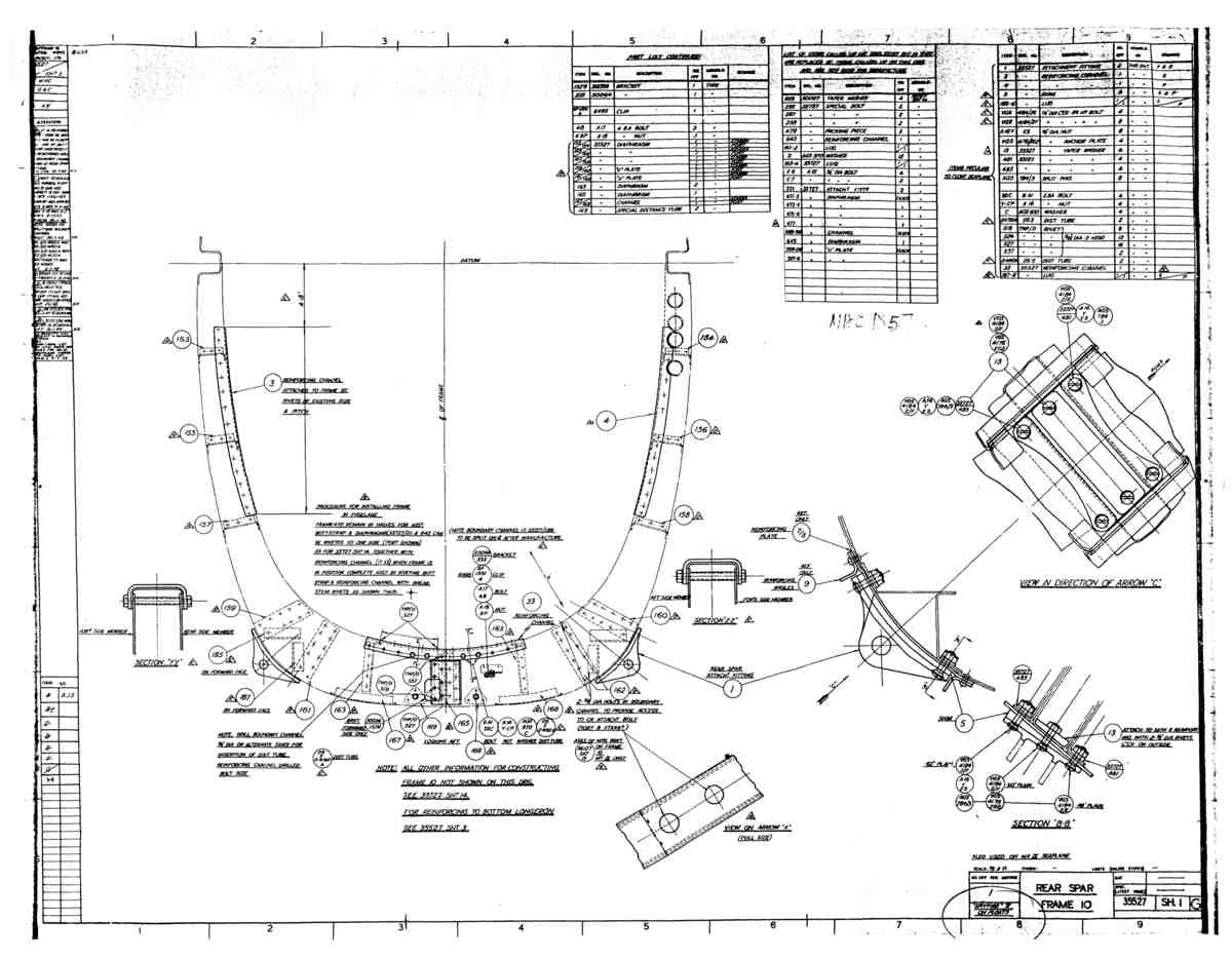 Spitfire Mk V Type 355 Blueprints 35527 1 G Rear Spar Frame 10 A4 Photo Print