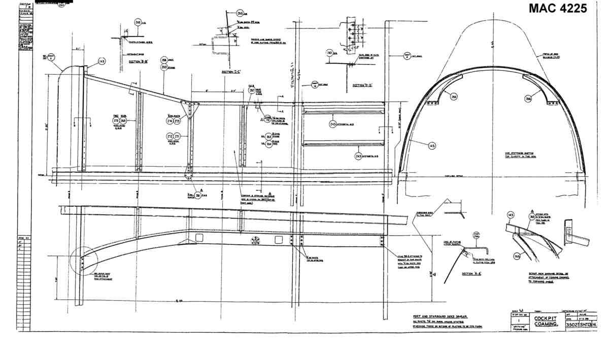Spitfire Mk VI Type 350 Blueprints 35027 13 H Cockpit Coaming A4 Photo Print