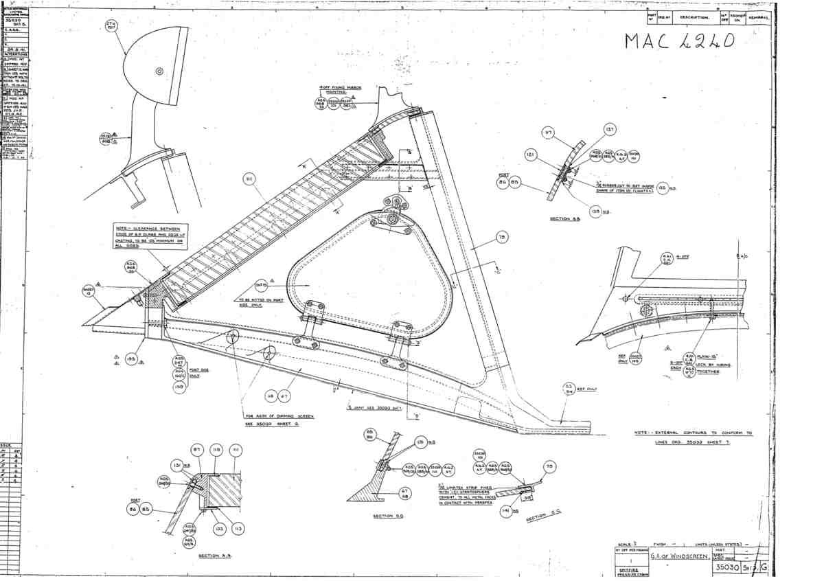Spitfire Mk VI Type 350 Blueprints 35030 5 G GA of Windscreen A4 Photo Print