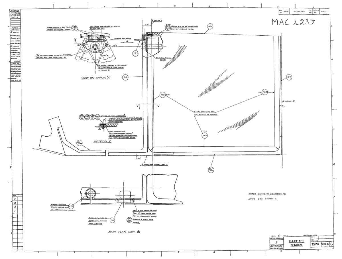 Spitfire Mk VI Type 350 Blueprints 35030 8 G GA of Aft Window A4 Photo Print