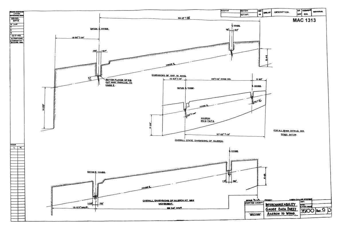 Spitfire Mk VII Type 351 Blueprints 35100 9 D Interchangeability Gauge Data Sheet Aileron to Wing A4 Photo Print