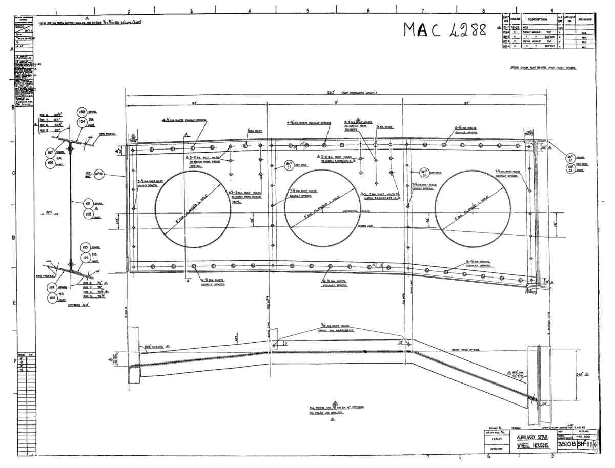 Spitfire Mk VII Type 351 Blueprints 35108 11 G Auxilliary Spar Wheel housing A4 Photo Print