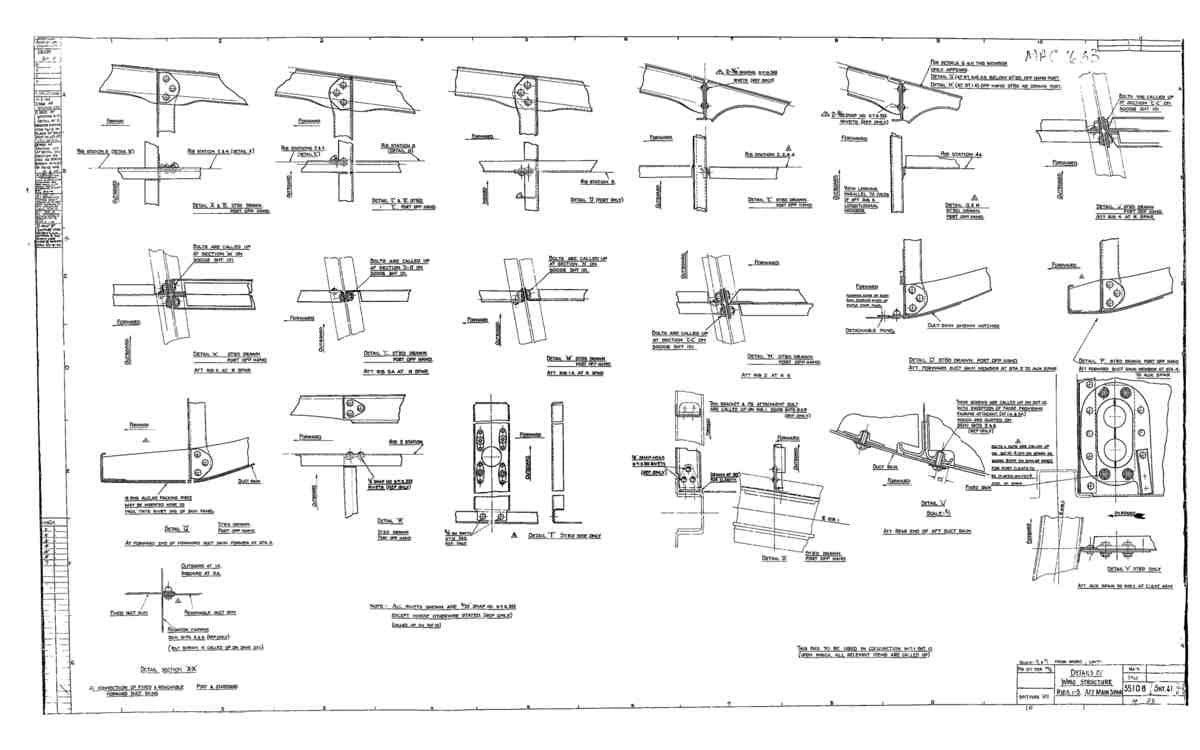 Spitfire Mk VII Type 351 Blueprints 35108 41 H Details of Wing Structure Ribs 1 5 Aft Main Spar A4 Photo Print