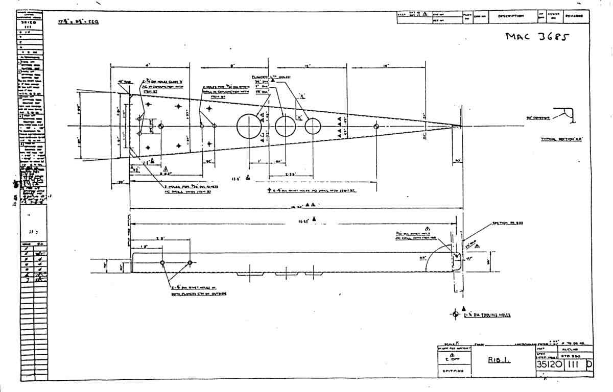 Spitfire Mk VII Type 351 Blueprints 35120 111 D Rib 1 A4 Photo Print