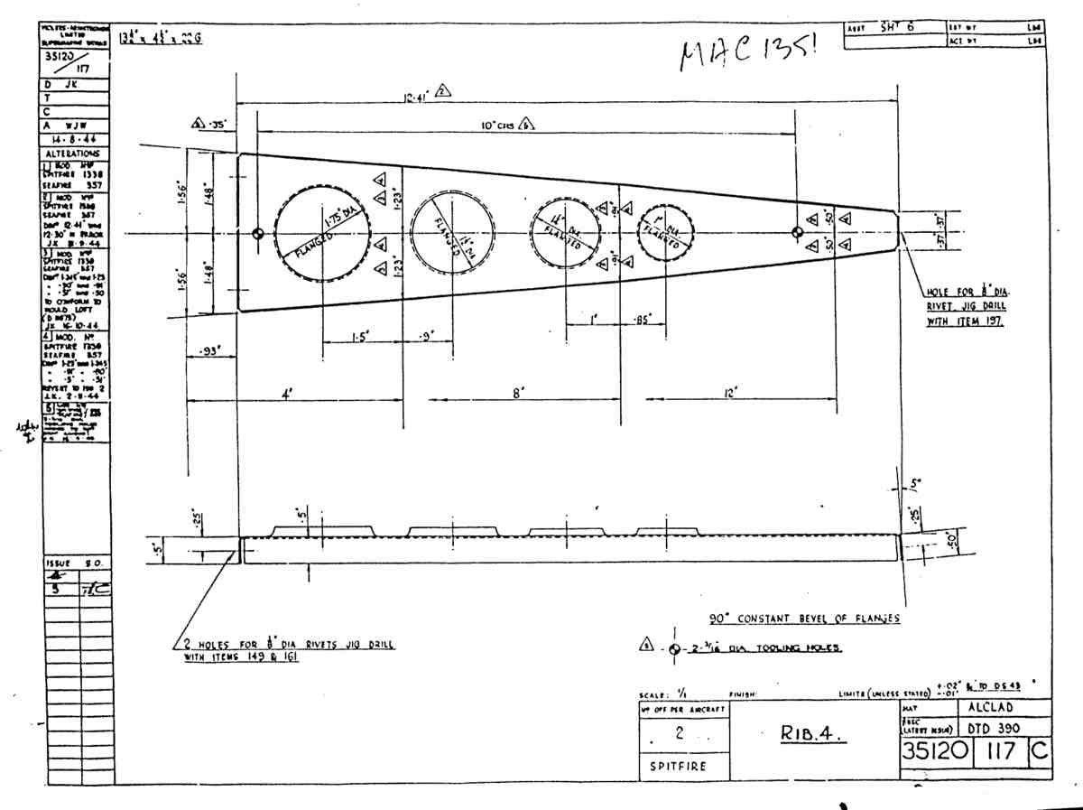 Spitfire Mk VII Type 351 Blueprints 35120 117 C Rib 4 A4 Photo Print
