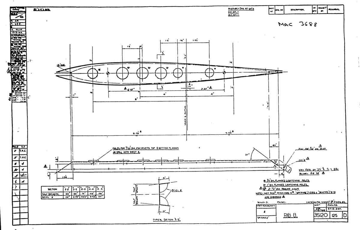 Spitfire Mk VII Type 351 Blueprints 35120 125 D Rib 8 A4 Photo Print