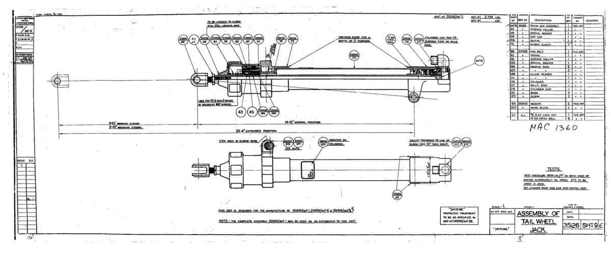 Spitfire Mk VII Type 351 Blueprints 35126 9 E Assembly of tail wheel jack A4 Photo Print
