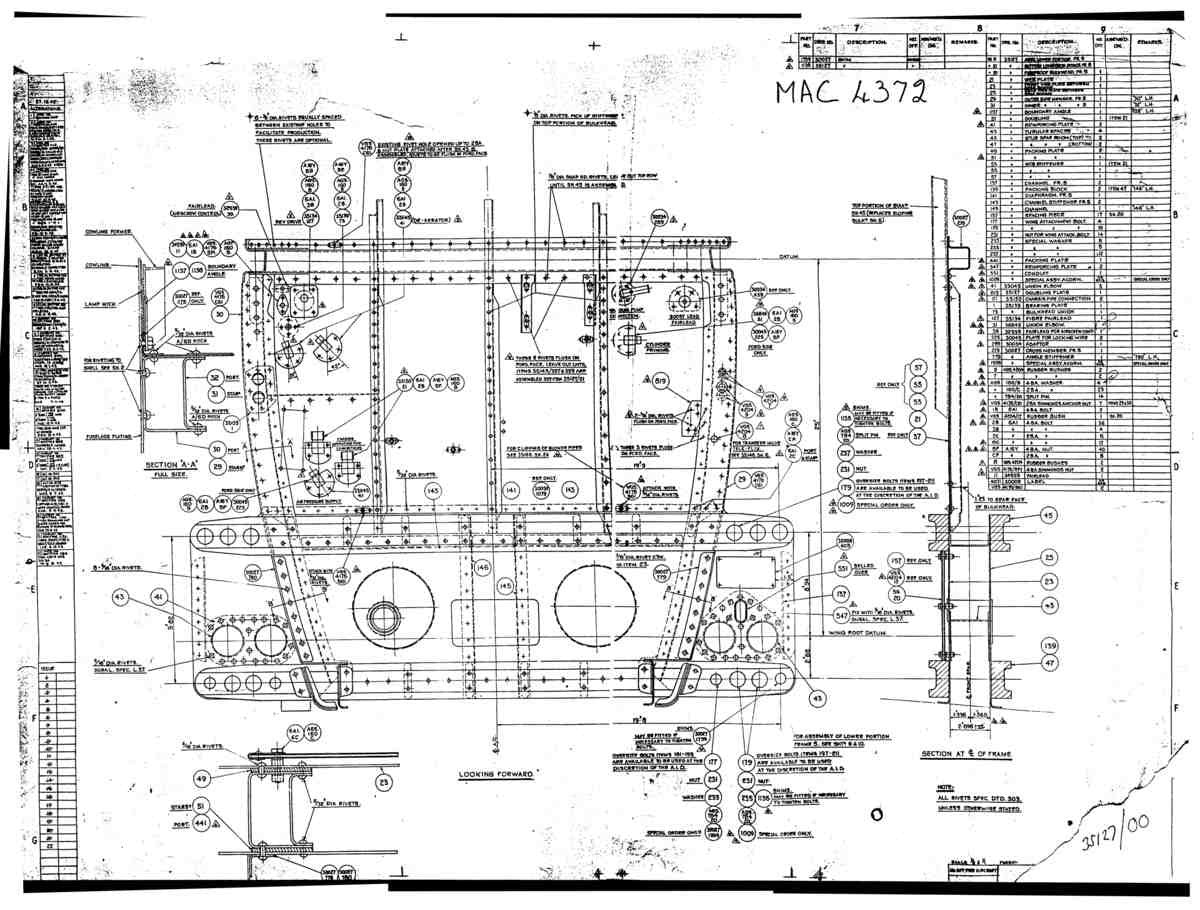 Spitfire Mk VII Type 351 Blueprints 35127 00  Frame 5 Assembly A4 Photo Print