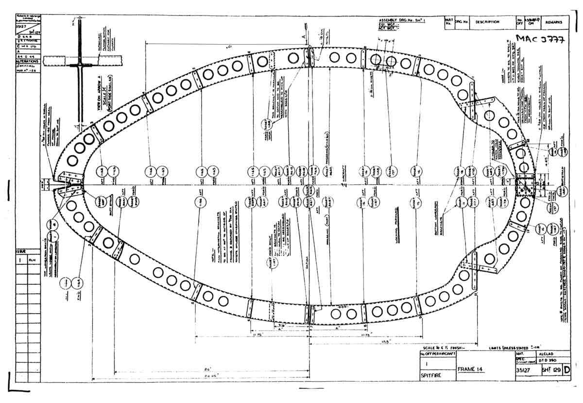 Spitfire Mk VII Type 351 Blueprints 35127 129 D Frame 14 A4 Photo Print