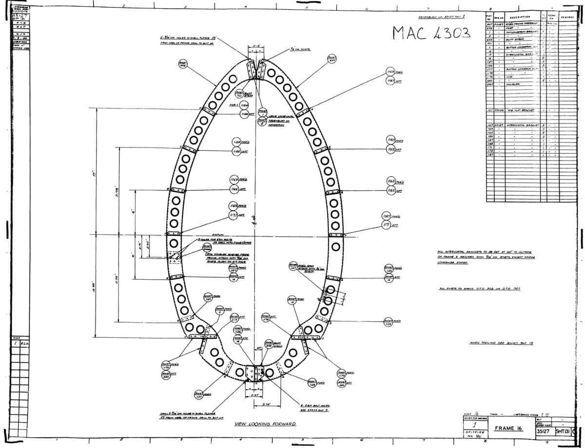 Spitfire Mk VII Type 351 Blueprints 35127 131  Frame 16 A4 Photo Print