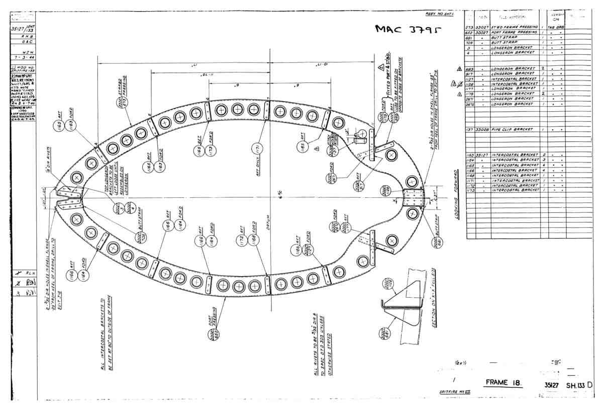 Spitfire Mk VII Type 351 Blueprints 35127 133 D Frame 18 A4 Photo Print