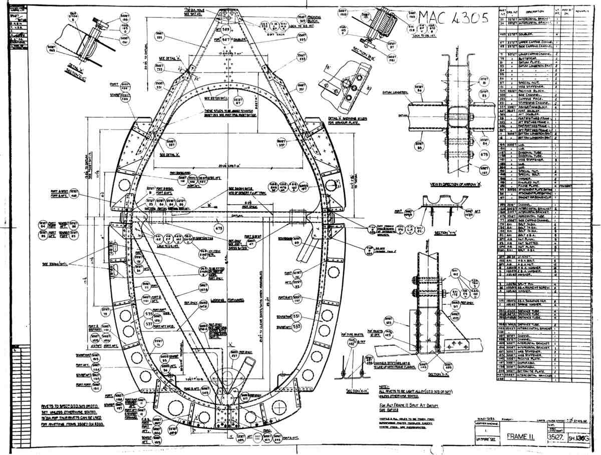 Spitfire Mk VII Type 351 Blueprints 35127 136 G Frame 11 A4 Photo Print