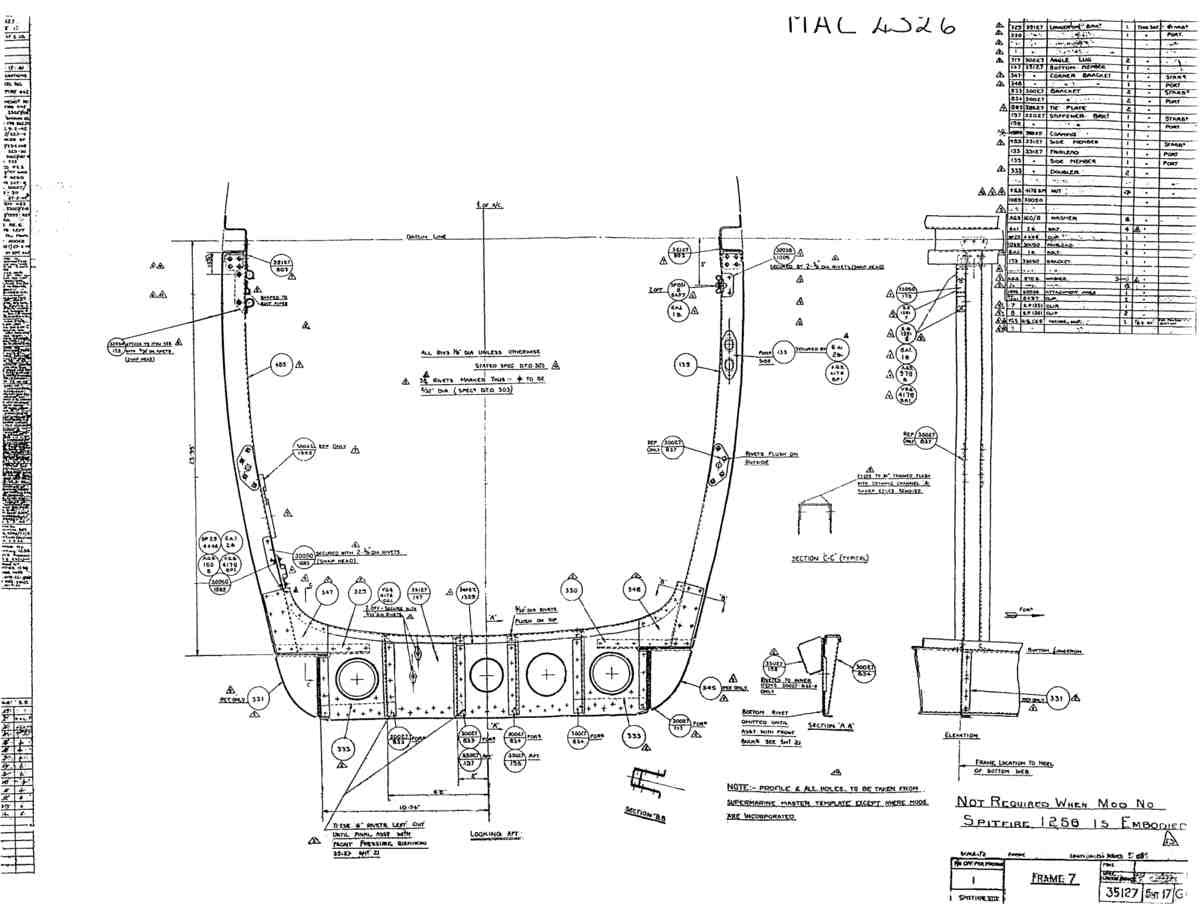 Spitfire Mk VII Type 351 Blueprints 35127 17 G Frame 7 A4 Photo Print