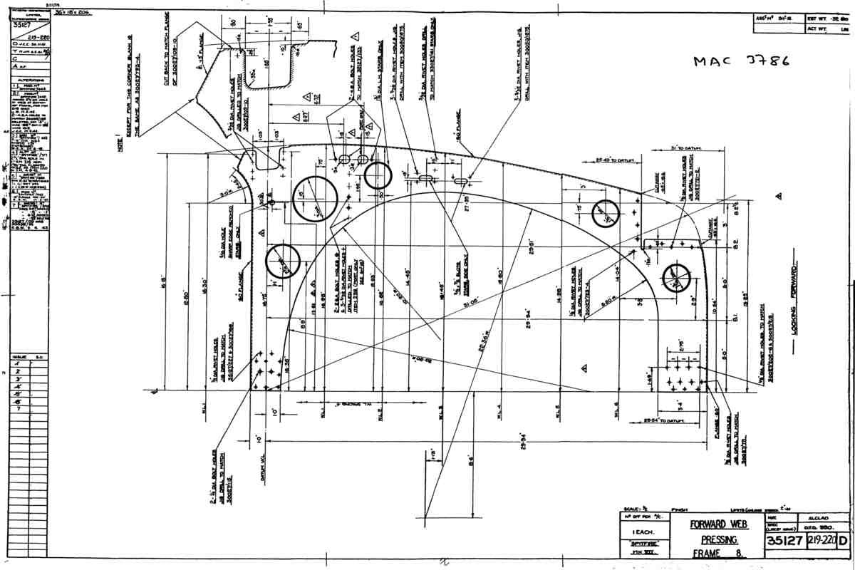 Spitfire Mk VII Type 351 Blueprints 35127 219,220 D Forward Web Pressing Frame 8 A4 Photo Print