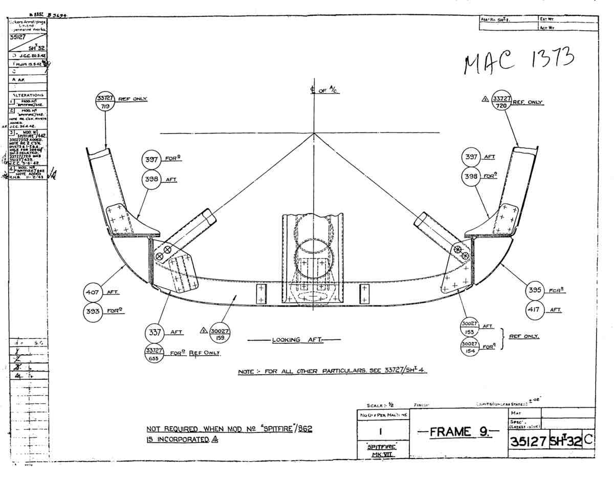 Spitfire Mk VII Type 351 Blueprints 35127 32 C Frame 9 A4 Photo Print