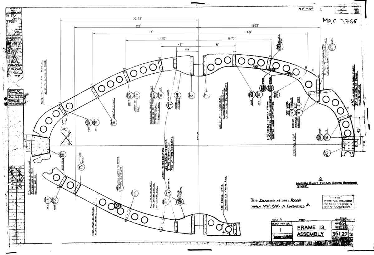 Spitfire Mk VII Type 351 Blueprints 35127 54  Frame 13 Assembly A4 Photo Print