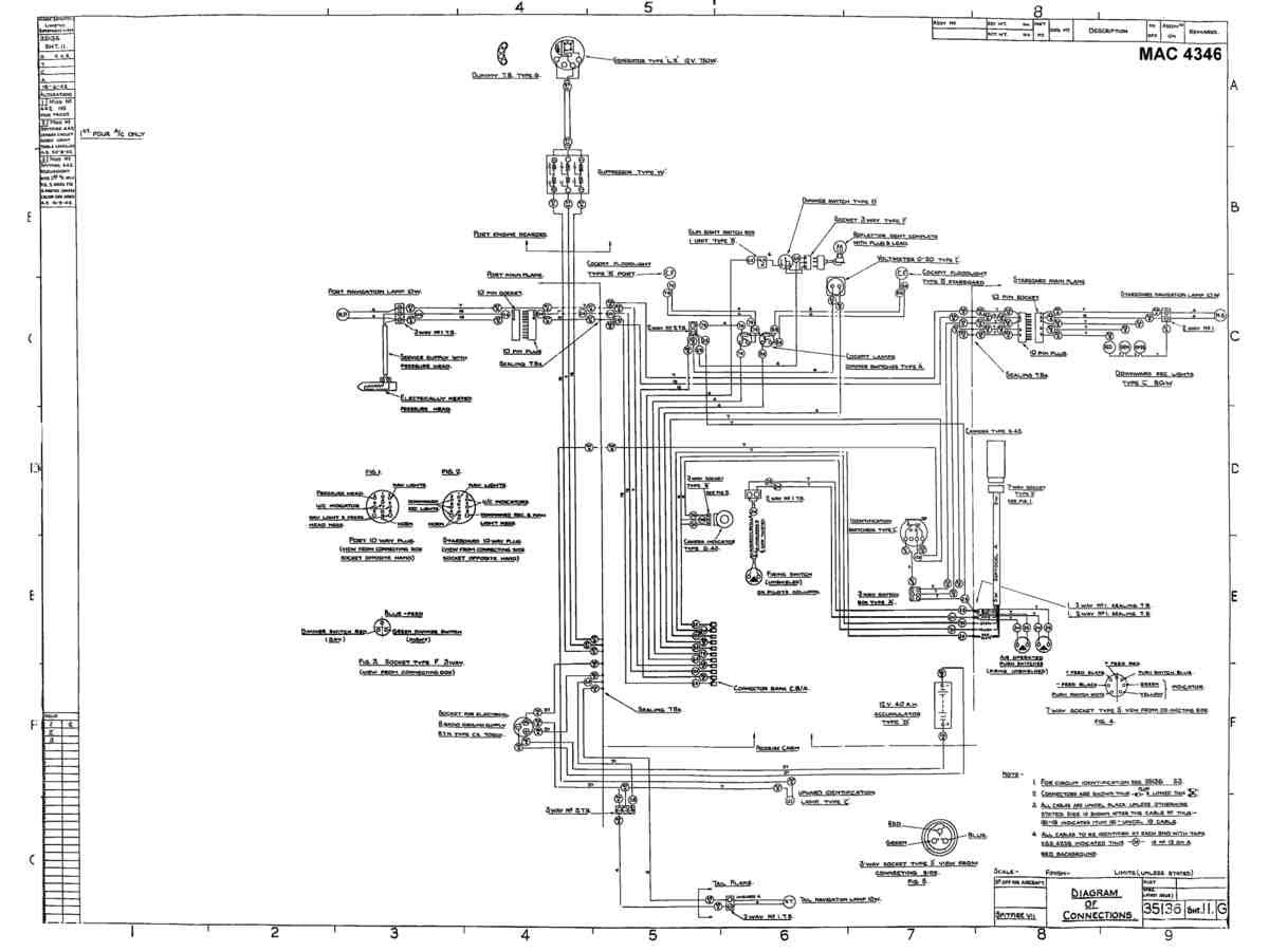 Spitfire Mk VII Type 351 Blueprints 35136 11 G Diagram of Connections A4 Photo Print