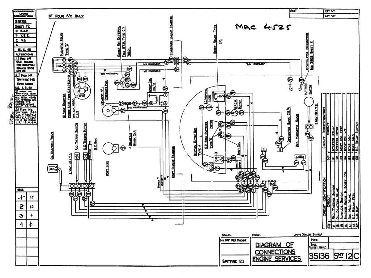 Spitfire Mk VII Type 351 Blueprints 35136 12 C Diagram of Connections engine Services A4 Photo Print