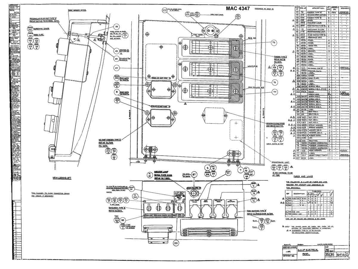 Spitfire Mk VII Type 351 Blueprints 35136 15 G Ga of Electrical Panel A4 Photo Print