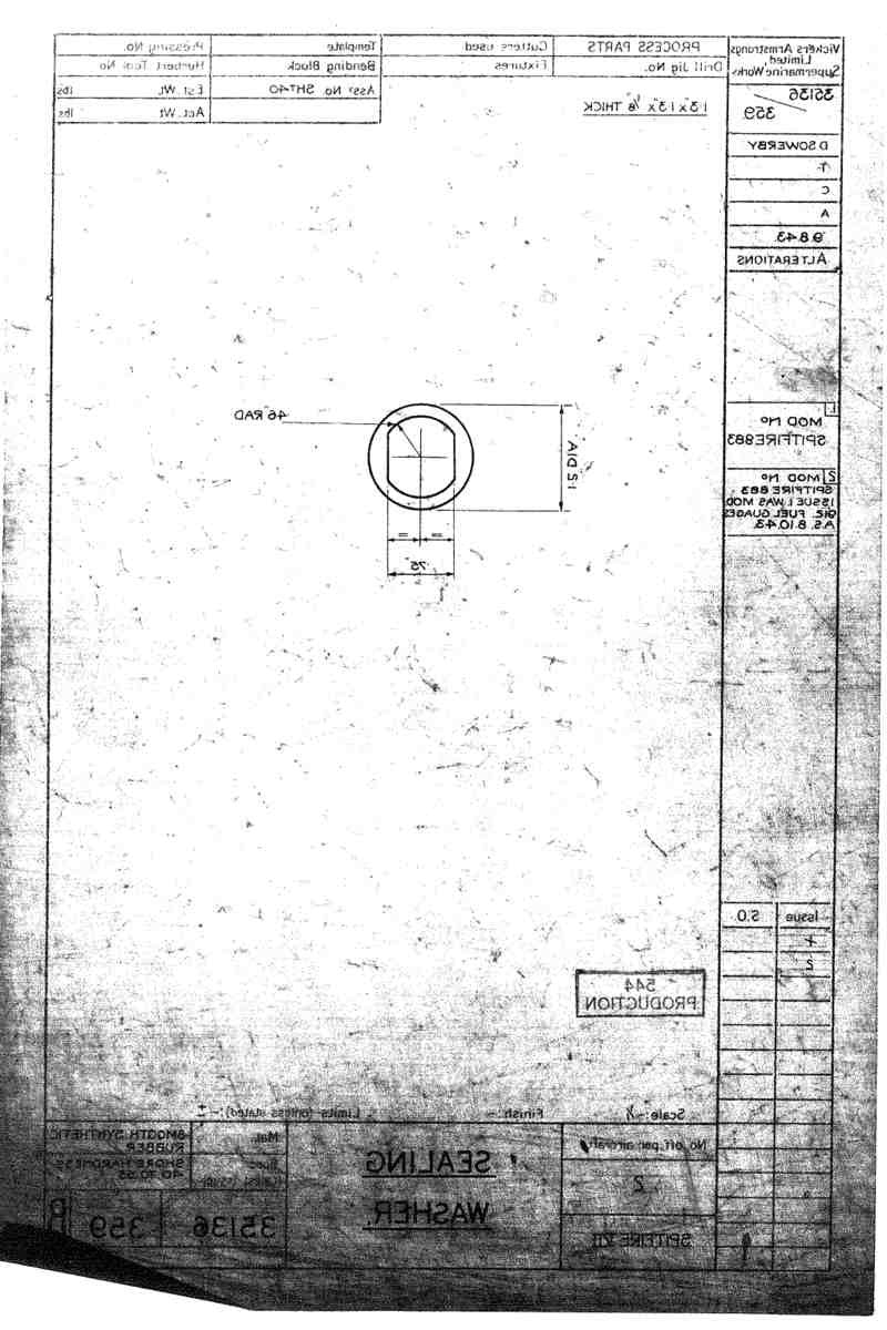 Spitfire Mk VII Type 351 Blueprints 35136 359 B Sealing Washer A4 Photo Print
