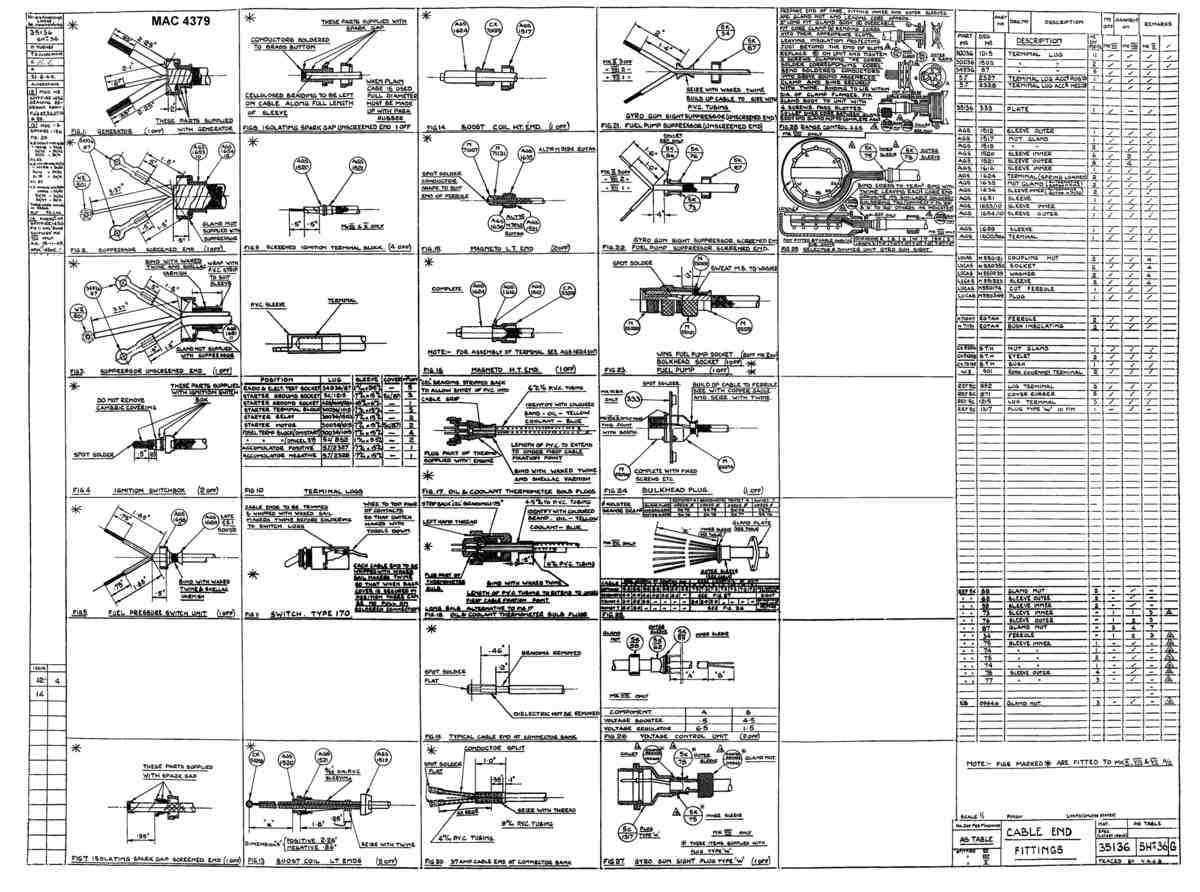 Spitfire Mk VII Type 351 Blueprints 35136 36 G Cable end Fittings A4 Photo Print