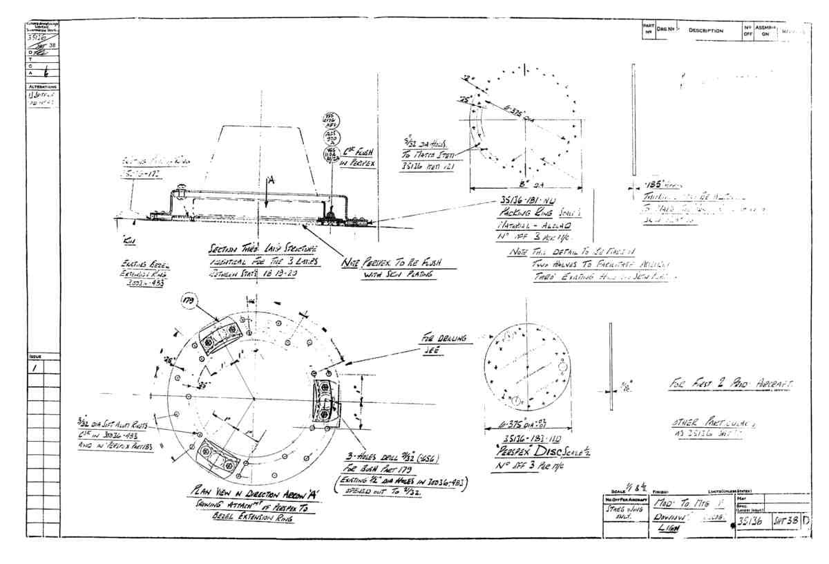 Spitfire Mk VII Type 351 Blueprints 35136 38 D Mod to Mtg of Downward Recognition Light A4 Photo Print