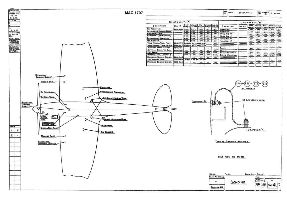 Spitfire Mk VII Type 351 Blueprints 35136 41 D Bonding A4 Photo Print