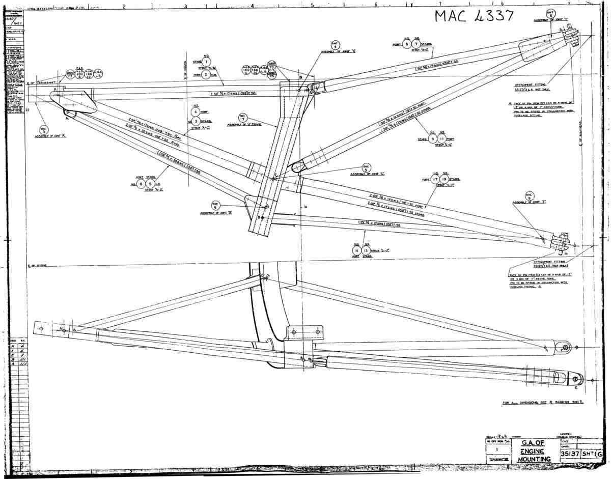Spitfire Mk VII Type 351 Blueprints 35137 1 G GA of Engine Mounting A4 Photo Print