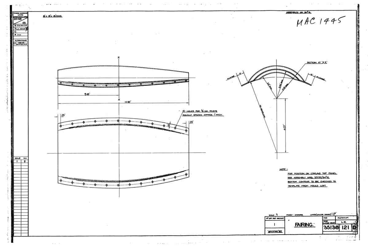 Spitfire Mk VII Type 351 Blueprints 35138 121 D Fairing A4 Photo Print