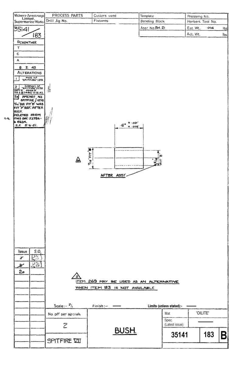 Spitfire Mk VII Type 351 Blueprints 35141 183 B Bush A4 Photo Print