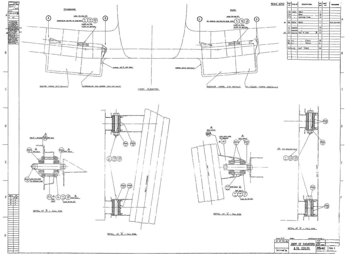 Spitfire Mk VII Type 351 Blueprints 35141 1Arrgt of Radiators and Oil Cooler A4 Photo Print