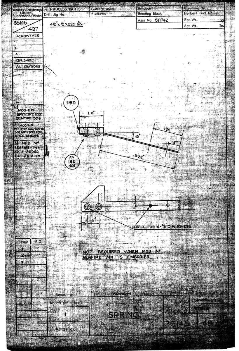 Spitfire Mk VII Type 351 Blueprints 35145 497 B Spring A4 Photo Print