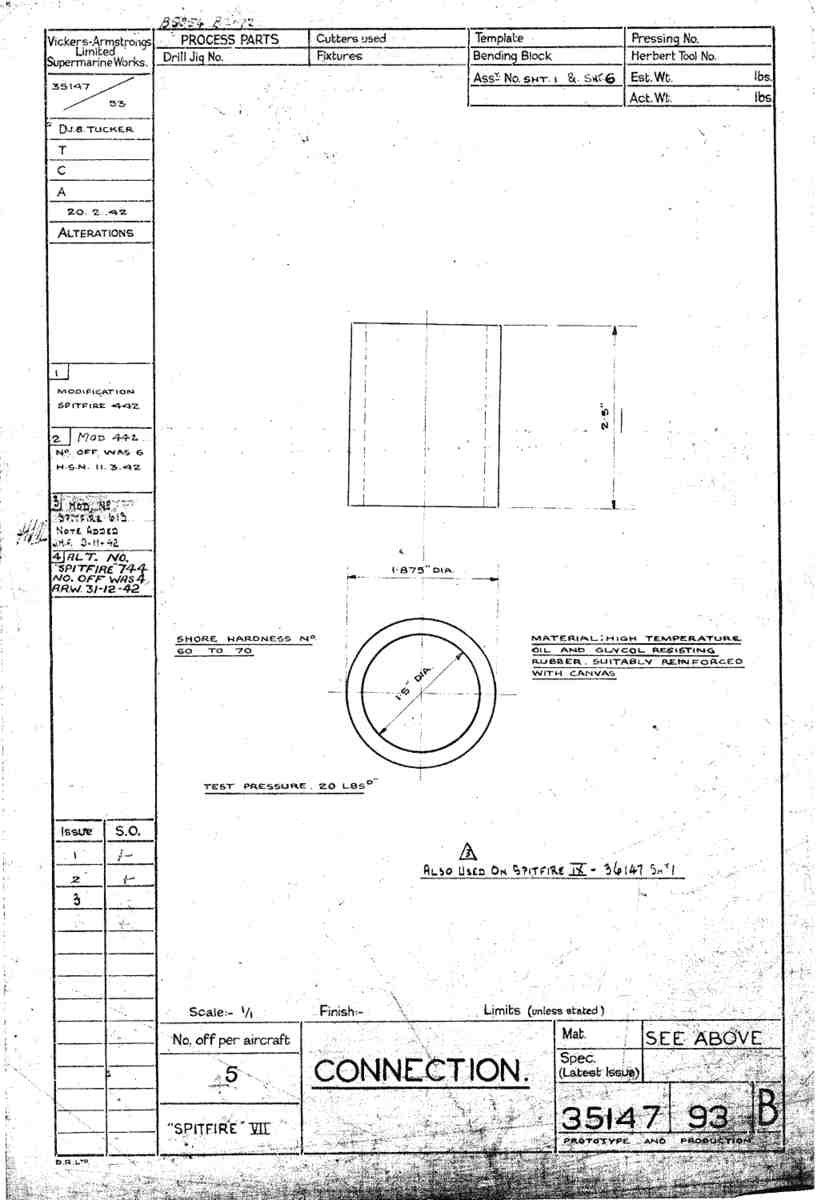 Spitfire Mk VII Type 351 Blueprints 35147 93 B Connection A4 Photo Print