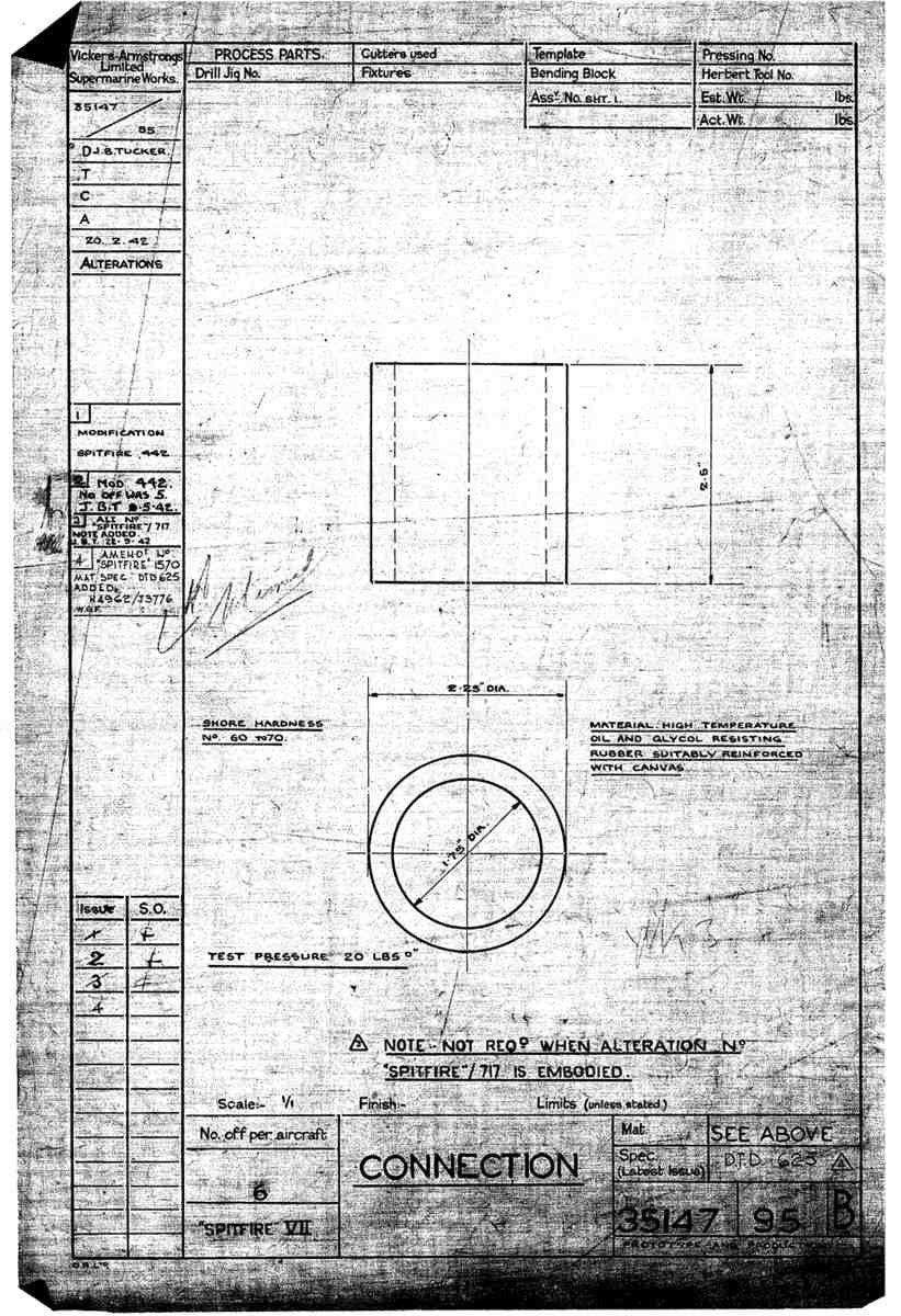 Spitfire Mk VII Type 351 Blueprints 35147 95 B Connection A4 Photo Print
