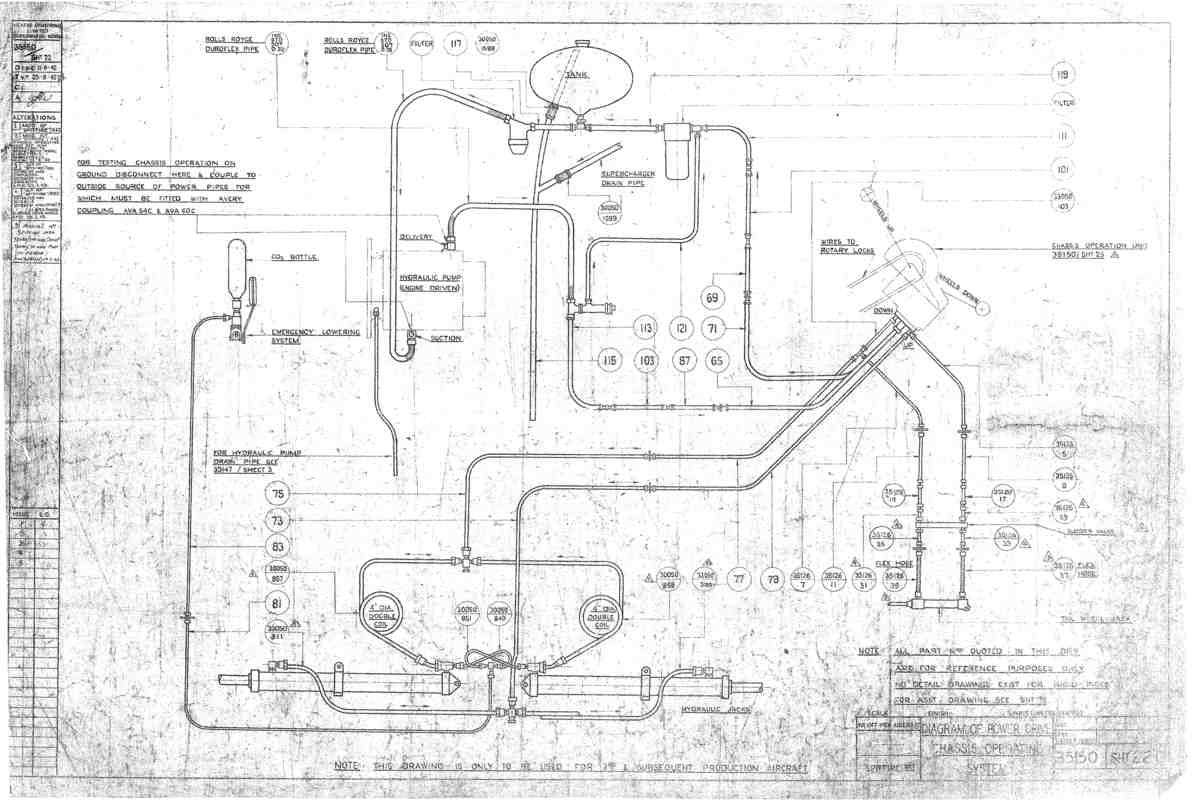 Spitfire Mk VII Type 351 Blueprints 35150 22 D Diagram of Power Drive Chassis operating System A4 Photo Print
