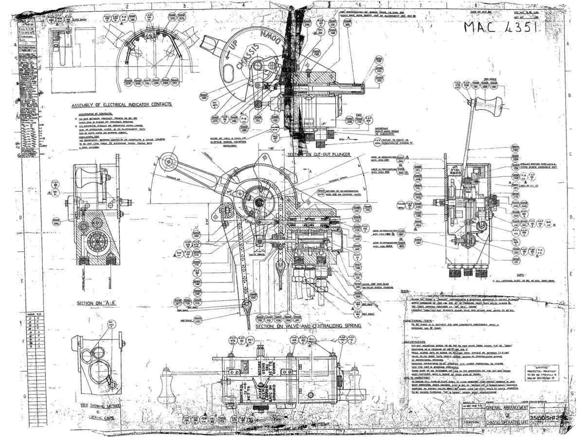 Spitfire Mk VII Type 351 Blueprints 35150 25 C General Arrangement of Chassis Operating Unit A4 Photo Print