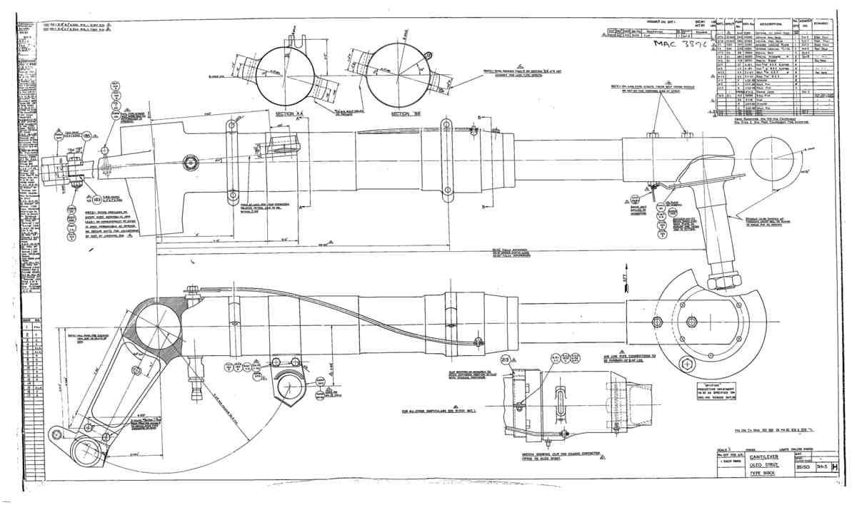 Spitfire Mk VII Type 351 Blueprints 35150 5 H Cantilever Oleo Strut type 91901 A4 Photo Print