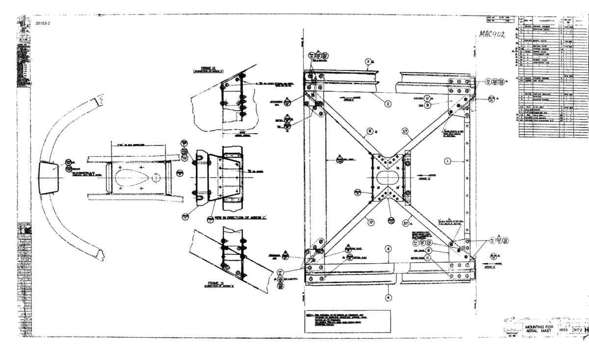 Spitfire Mk VII Type 351 Blueprints 35153 2 H Mounting for Aerial Mast A4 Photo Print