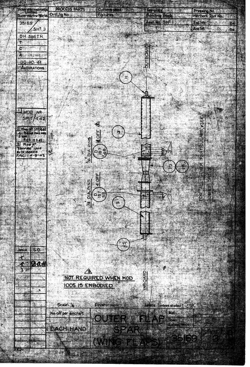 Spitfire Mk VII Type 351 Blueprints 35169 3 B Outer Flap Spar wing flaps A4 Photo Print