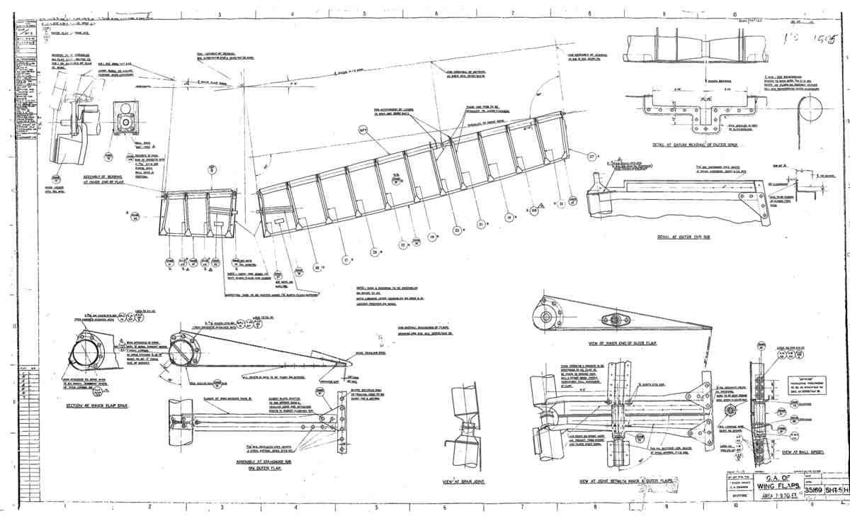 Spitfire Mk VII Type 351 Blueprints 35169 5 H GA of Wing Flaps A4 Photo Print