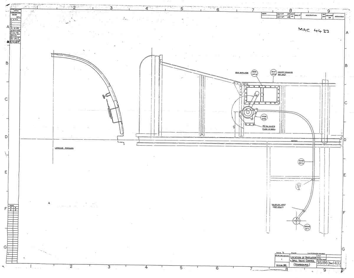 Spitfire Mk VII Type 351 Blueprints 35186 14 G Location of Ventilator and Spill Valve Control A4 Photo Print