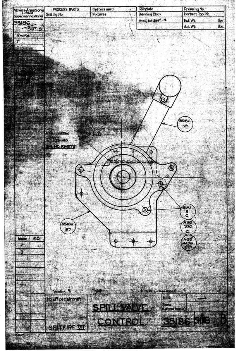 Spitfire Mk VII Type 351 Blueprints 35186 18 B Spill Valve Control A4 Photo Print