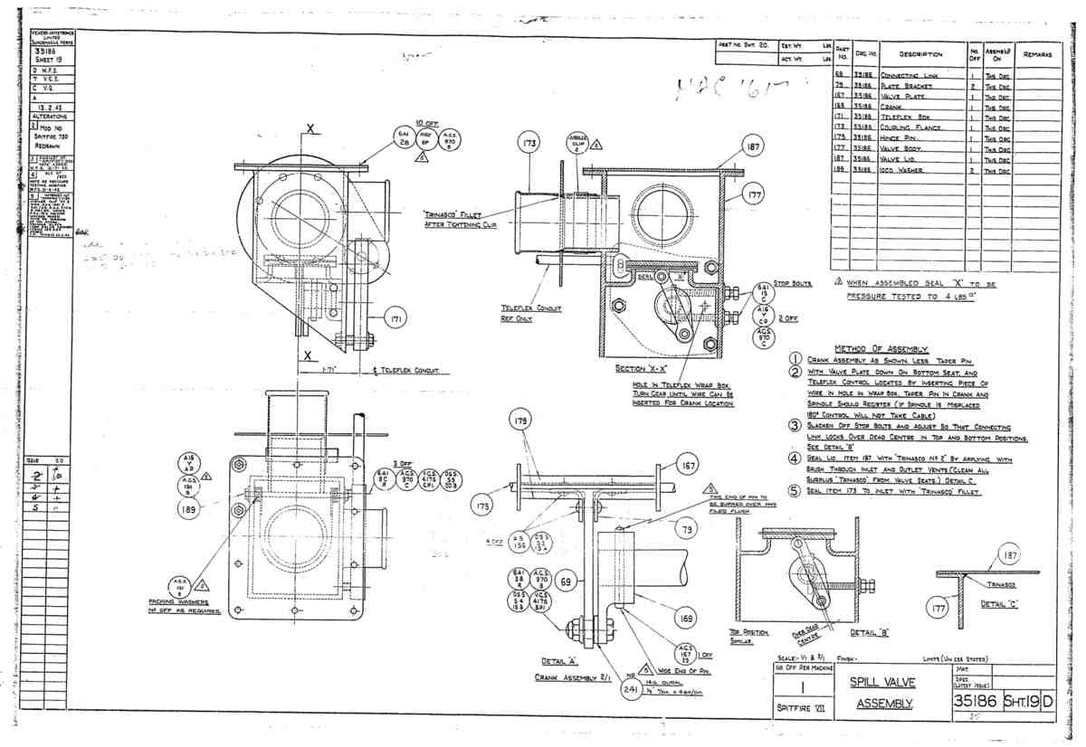 Spitfire Mk VII Type 351 Blueprints 35186 19 D Spill Valve Assembly A4 Photo Print