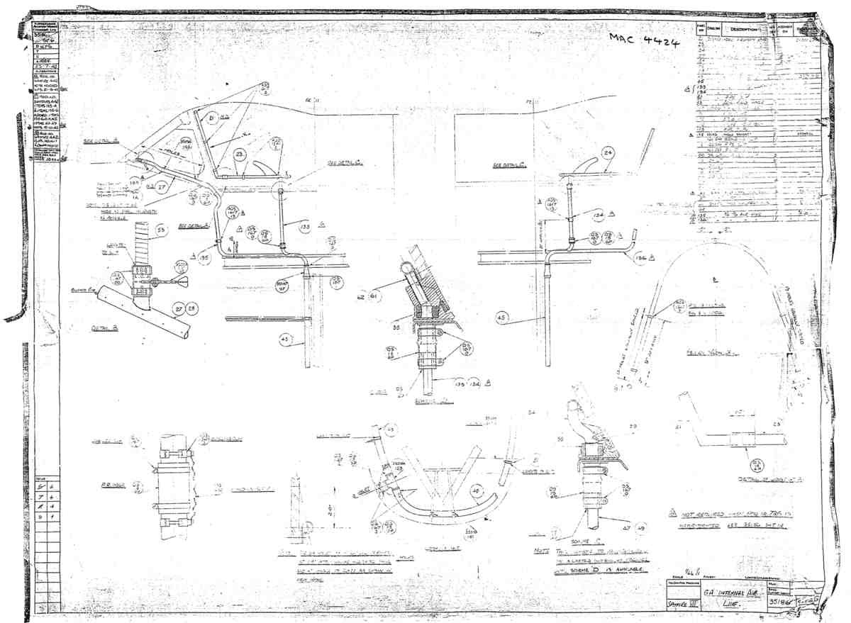 Spitfire Mk VII Type 351 Blueprints 35186 6 G GA of Internal Air Line A4 Photo Print