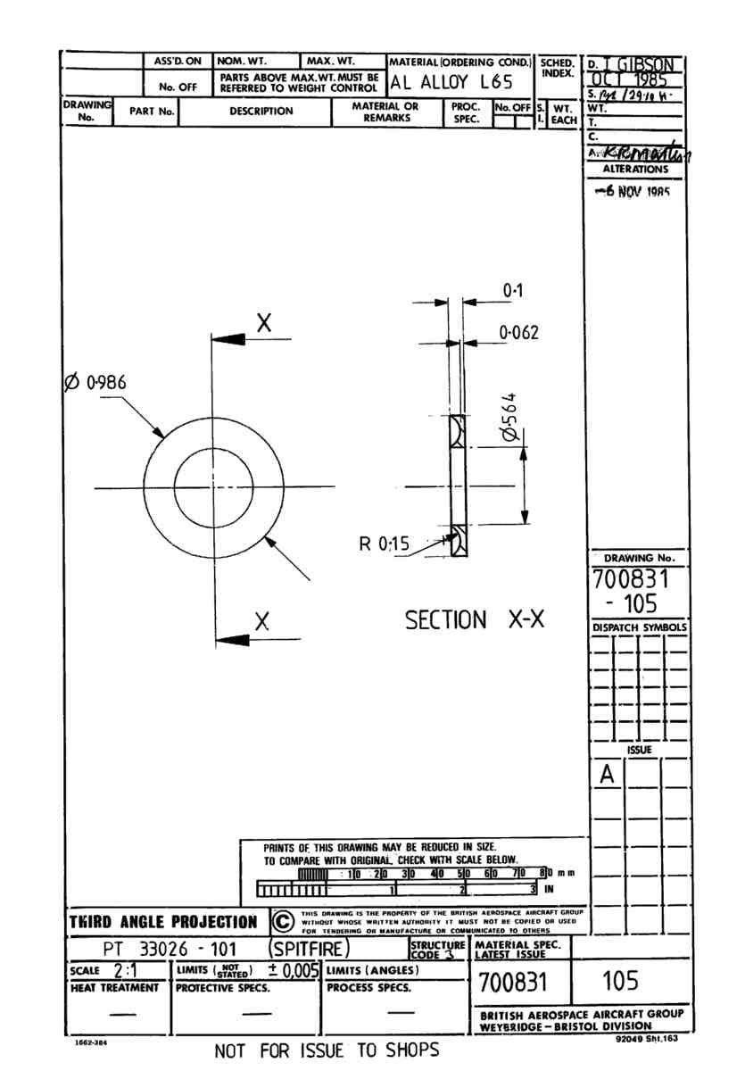 Spitfire Mk VIII Type 330 Blueprints 33026 101  Washer A4 Photo Print