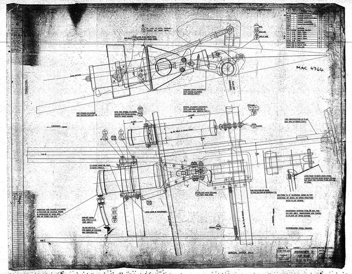Spitfire Mk VIII Type 331 Blueprints 33159 X  Arrangement of Air Brake Gear in Wing A4 Photo Print