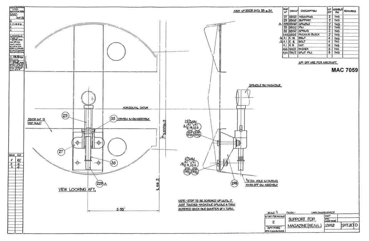 Spitfire Mk VIII Type 331 Blueprints 33162 20 D Support For Magzine Rear A4 Photo Print