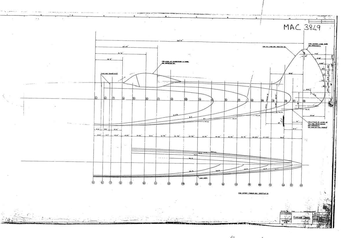 Spitfire Mk VIII Type 359 Blueprints 35927 17 H Fuselage Lines A4 Photo Print