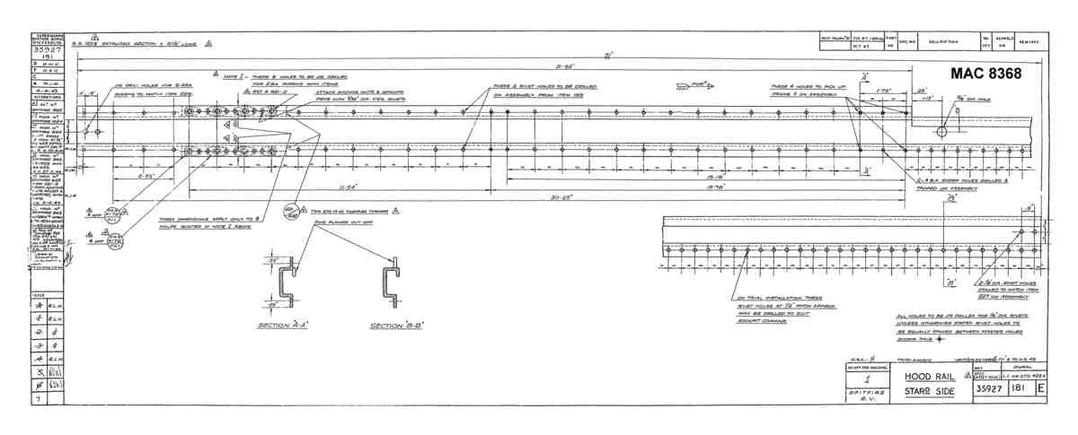 Spitfire Mk VIII Type 359 Blueprints 35927 181 E Hood Rail Starboard Side A4 Photo Print