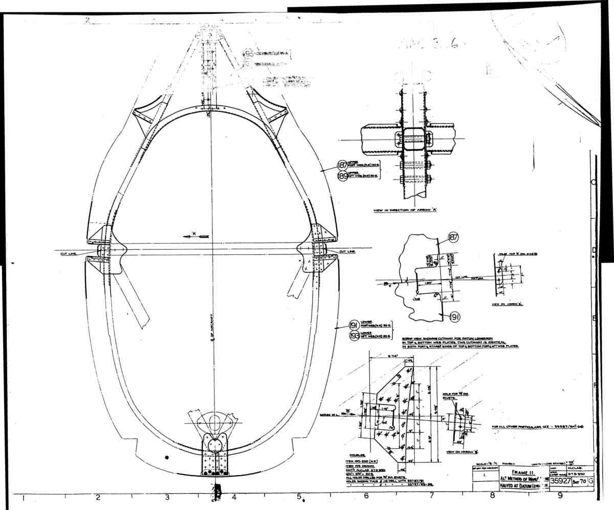 Spitfire Mk VIII Type 359 Blueprints 35927 70 G Frame 11 Alt Method of Maunfacture halved at D A4 Photo Print
